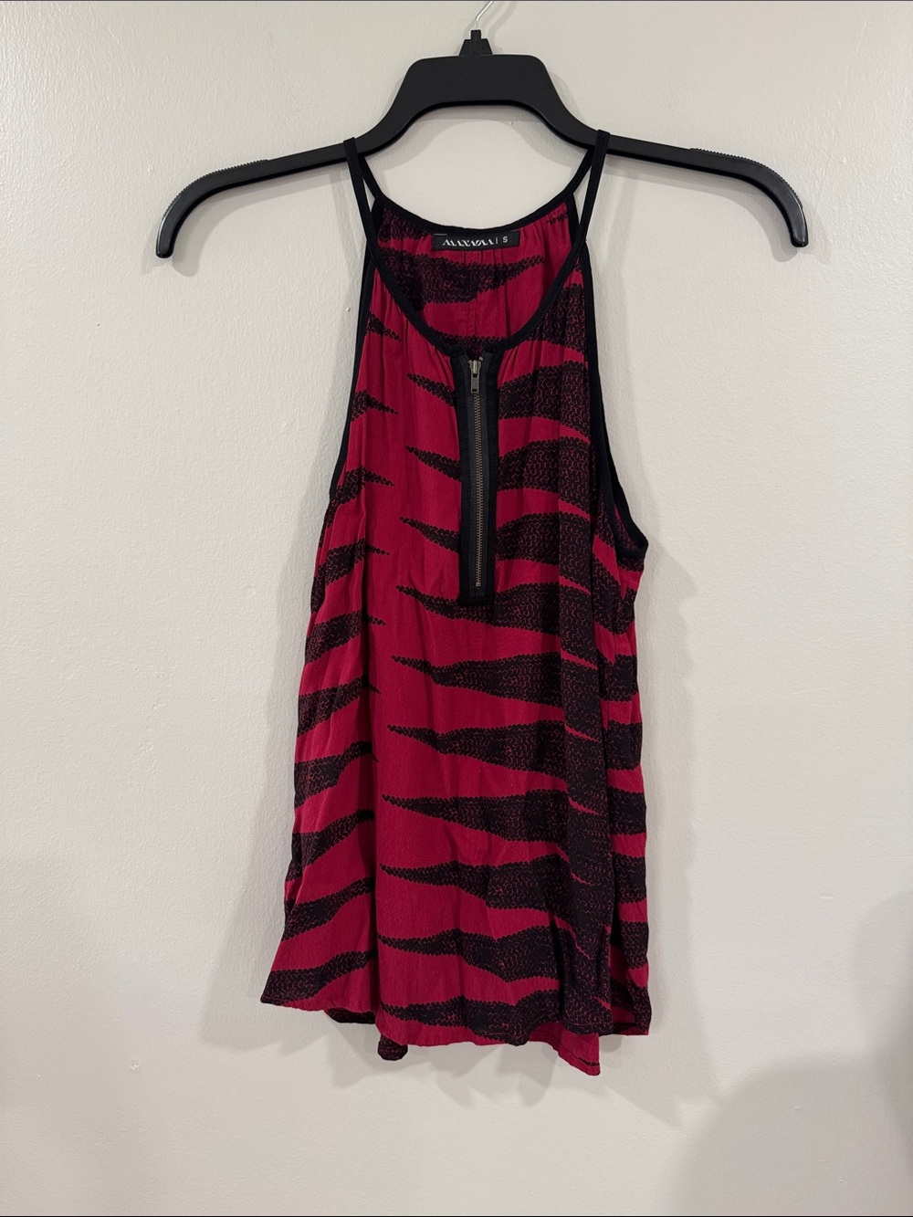 Manaola Fuchsia pink and Black tribal print lightweight Halter Tank